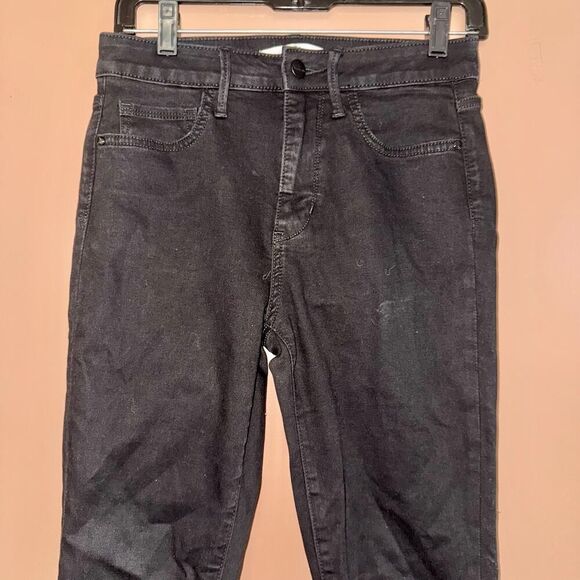 Sam Edelman High Rise Skinny Ruffle Ankle Black Jeans Stiletto Raw Hem - Size 27 - Picture 8 of 9